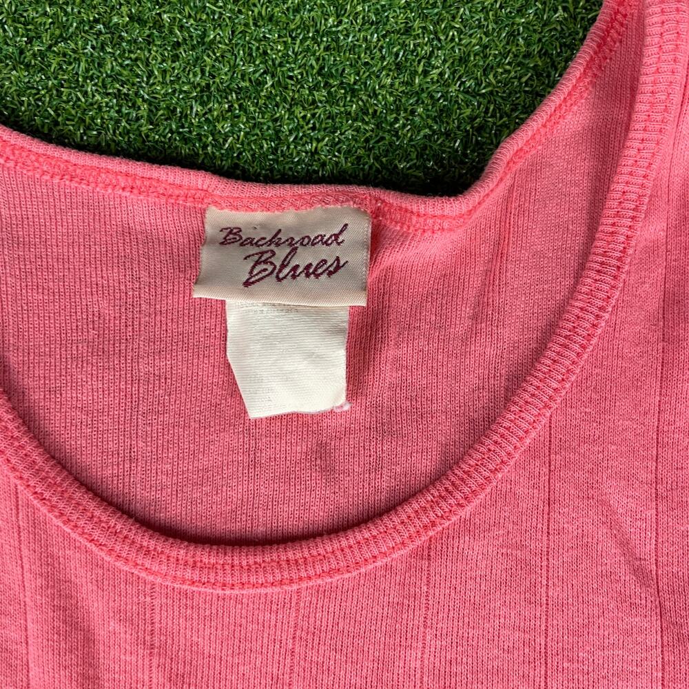 Vintage Backroad Blues Pink Ribbed Tank Top Sz XS - Picture 3 of 6